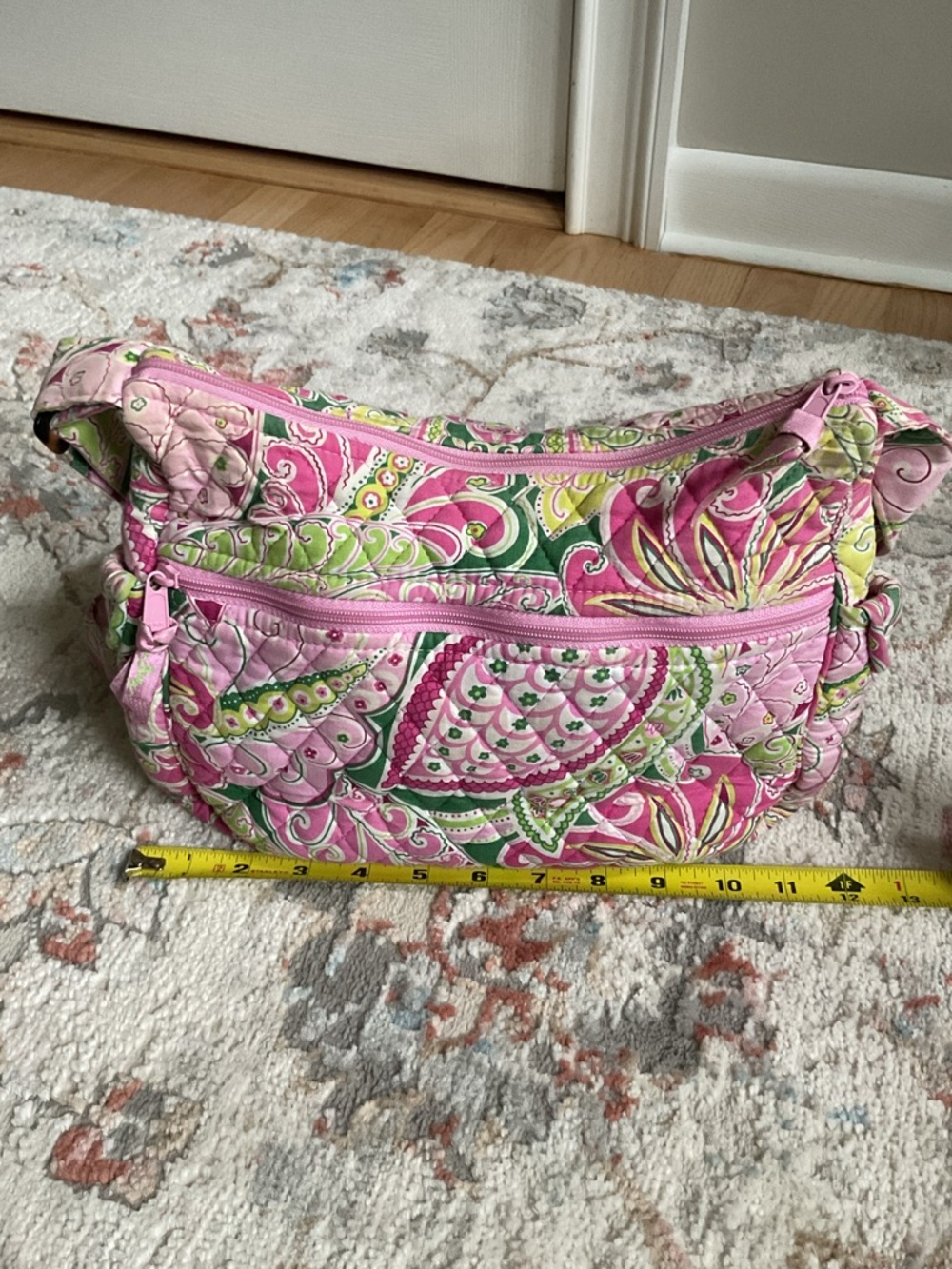 Vera Bradley Pink and Green Quilted Paisley Shoulder Bag - Picture 10 of 12